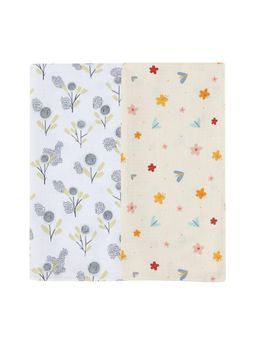 DULAAR - Multi-Color Baby Floral Printed Organic Muslin Swaddles (Pack of 2)