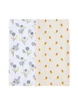 DULAAR - Multi-Color Baby Floral Printed Organic Muslin Swaddles (Pack of 2)