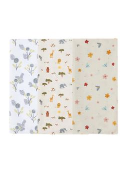 DULAAR - Multi-Color Baby Floral Printed Organic Muslin Swaddles (Pack of 3)