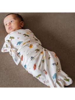 DULAAR - Off White Baby Printed Organic Muslin Swaddle