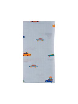 DULAAR - Blue Baby Printed Organic Muslin Swaddle