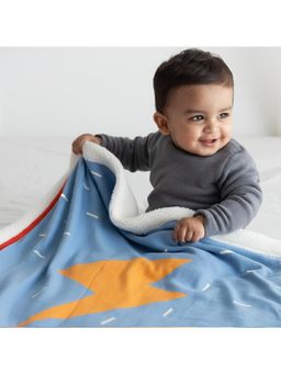 TIDY SLEEP - Blue Baby Knitted Cotton Fleece Ultra Soft Blanket