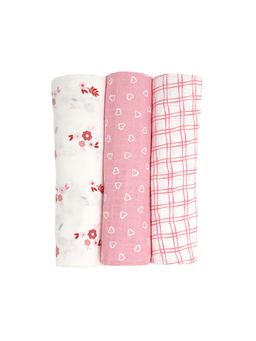 TIDY SLEEP - Pink-White Baby Swaddles (Pack of 3)