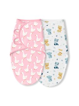 TIDY SLEEP - Multi-Color Baby Printed Soft Cotton Wrappers (Pack of 2)