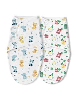 TIDY SLEEP - Multi-Color Baby Soft Cotton Printed Wrappers (Pack of 2)