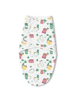 TIDY SLEEP - White Baby Printed Soft Cotton Wrapper