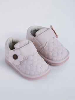 Hopscotch - Floral Applique Quilted Booties Pink