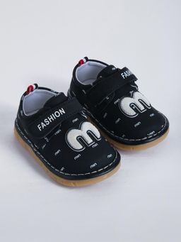 Hopscotch - Chenille Embroidery Booties Black