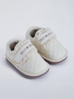 Hopscotch - Schiffli Ruffled Embroidery Booties Beige