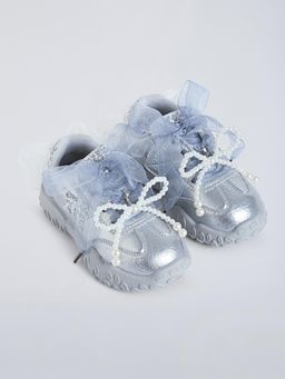 Hopscotch - Satin Lace Sequined Sneakers