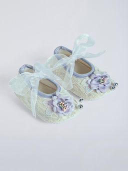 Hopscotch - Floral Applique Satin Booties