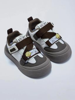 Hopscotch - Colorblock Applique Velcro Sneakers Grey