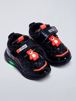 Hopscotch - Teddy Applique Checkered LED Sneakers