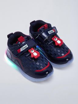 Hopscotch - Teddy Applique Checkered Sneakers