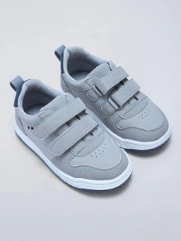 Hopscotch - Textured Double Velcro Sneakers Grey