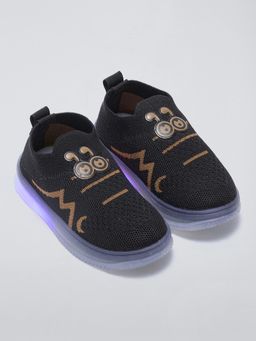 Hopscotch - 3D Applique LED Textured Sneakers and Slip Ons Black