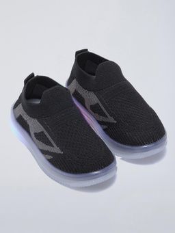 Hopscotch - Colorblock Textured LED Sneakers and Slip Ons Black