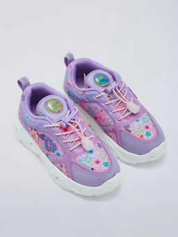 Hopscotch - LED Heart Applique Athletic Shoes Purple