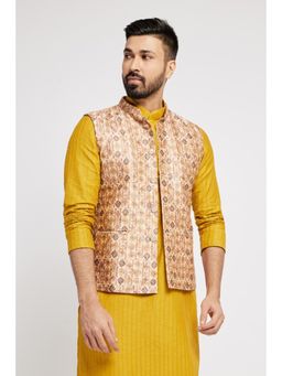 ETHNIC INDIA - Men Rust Printed Regular Fit Blended Fabric Nehru Jacket