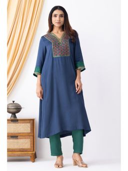 HAAVI BY PURAB - Navy Blue Kyomi Kurta