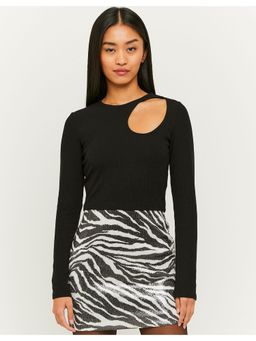 TALLY WEiJL - Black Ribbed Top Cut Out
