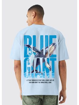 PRONK - Blue Giant Men Oversized Graphic T-Shirt