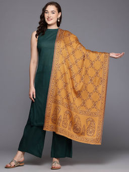 CAYMAN - Mustard Woven Design Woven Stole