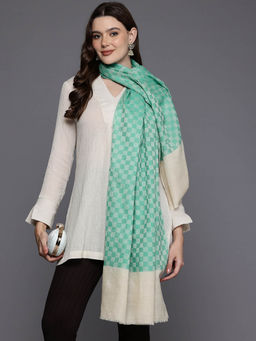 CAYMAN - Green Women Checked Woven Stole