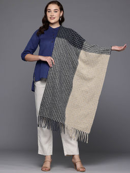 CAYMAN - Navy Blue Women Colour blocked Woven Stole