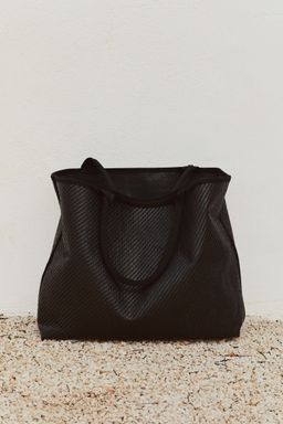 H&M - Women Grey Woven Beach Bag