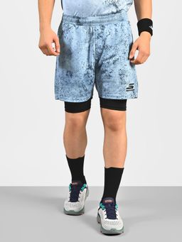 SKECHERS - Men Aop Layered Blue Shorts