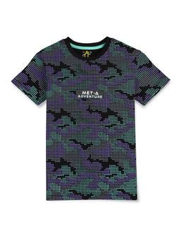 Gini & Jony - Boys Multi-Color Camouflage Cotton Single Jersey T-Shirt Half Sleeves