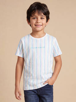 Allen Solly - Boys White Cotton Blend Crew Neck T-Shirt