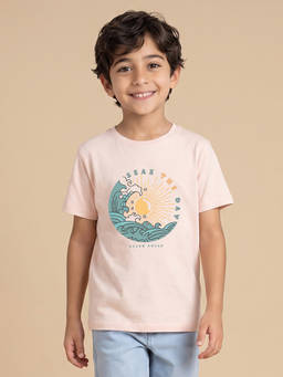 Allen Solly - Boys Peach Graphic Print T-shirt
