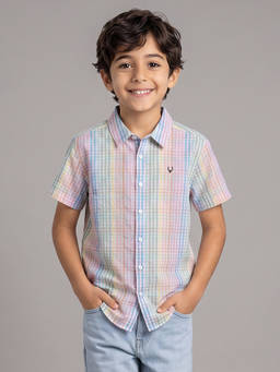 Allen Solly - Boys Multi-Color Checks Printed Casual Shirt