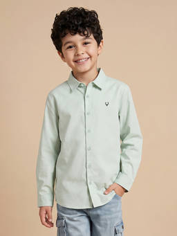 Allen Solly - Boys Green Cotton Collar Neck Shirt