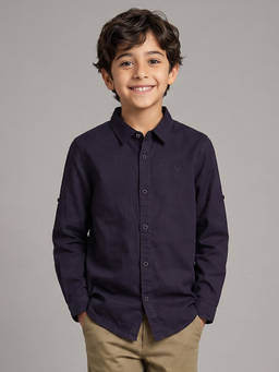 Allen Solly - Boys Purple Cotton Collar Neck Shirt
