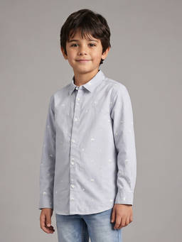 Allen Solly - Boys Light Blue Print Casual Shirt