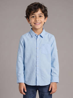 Allen Solly - Boys Light Blue Solid Casual Shirt
