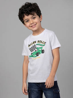 Allen Solly - Boys White Graphic Print Crew Neck T-Shirt