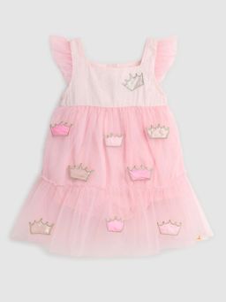 Somersault - Pink Cotton Self Design Bodysuit Dress