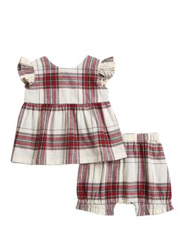 SWEETLIME BY AS - Red Cotton Checks Top and Shorts (Set of 2)