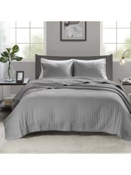 Belleven - Basic Pickstitch Cotton Bedspread- Light Grey