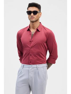 Snitch Red Buy Snitch Red Slim Fit Stretch Shirt (S) Online