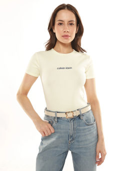 Calvin Klein - Green Embroidered Logo Slim Fit Cotton T-Shirt