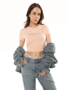 Calvin Klein - Peach Regular Fit Cotton T-Shirt