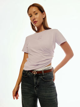 Calvin Klein - Purple Solid Regular Fit Cotton T-Shirt