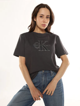 Calvin Klein - Blue Embroidered Logo Regular Fit Cotton T-Shirt