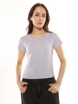 Calvin Klein - Purple Solid Slim Fit Cotton T-Shirt