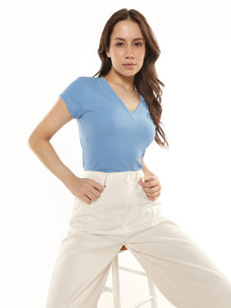 Calvin Klein - Blue Solid Slim Fit Cotton T-Shirt